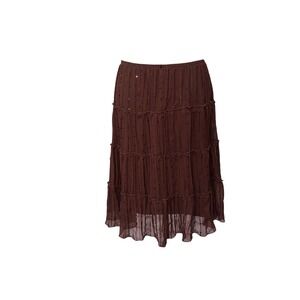 Ninety Brown Sequin Tiered Boho Midi Skirt Vintage Aesthetic Size LP